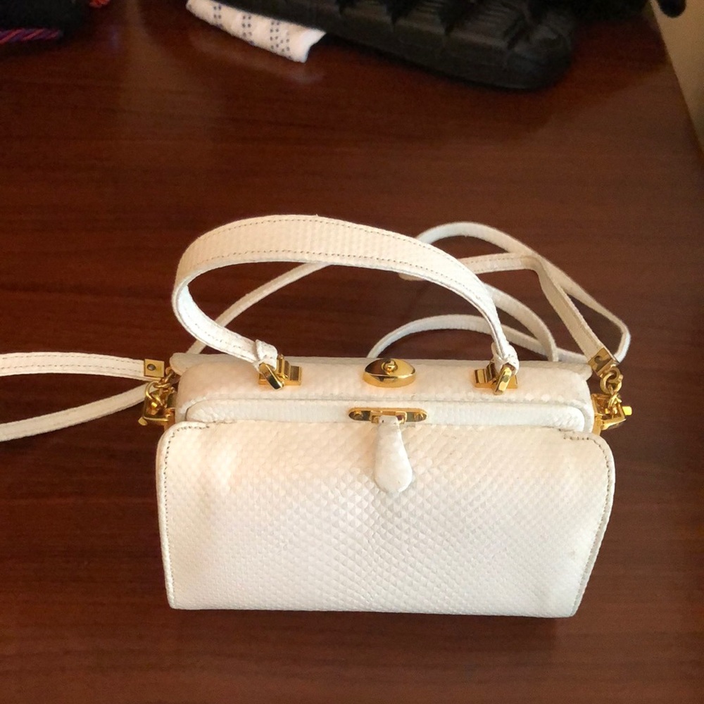 White Lizard Judith Lieber cocktail bag